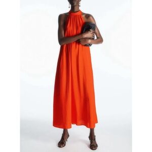 COS halter maxi dress orange